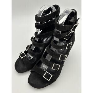 Saint Laurent Suede Gladiator Sandals Black Suede Size 37.5 / 7.5 Buckles